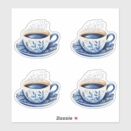 Adesivo Xícaras de Café Aquarela Azul 5