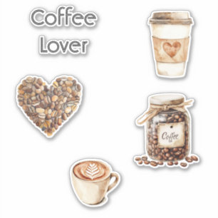 Adesivo Xícaras de Café com Coração de Creme  