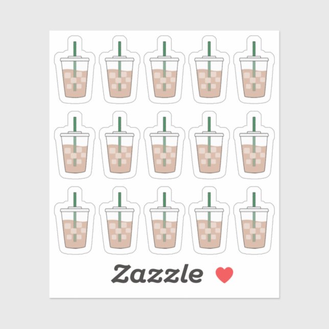 Adesivo Xícaras de Café Gelado Doodle Planner Bujo Amantes (Folha)