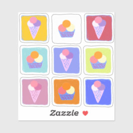 Adesivo Xícaras e cones de sorvete coloridos