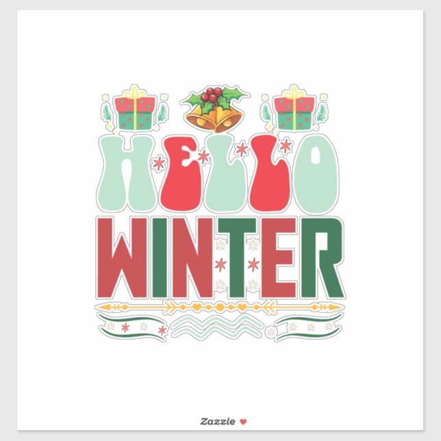 Adesivo Xmas Gift Hello Winter (Folha)