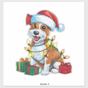 Adesivo Xmas Lighting Santa Hat Cardigan Welsh Corgi Cog C