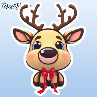 Adesivo Xmas Reindeer, veado com chifres, desenho animado