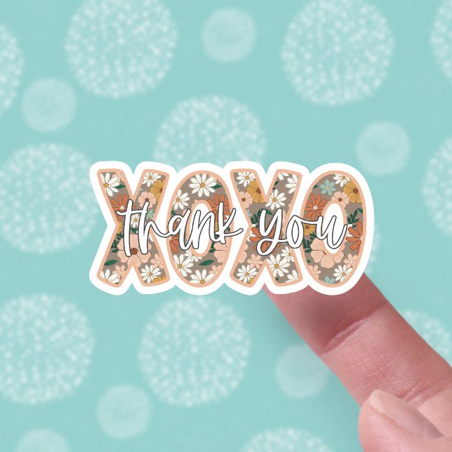 Adesivo XOXO Thank You Cute Boho Floral Script Overlay (Criador carregado)