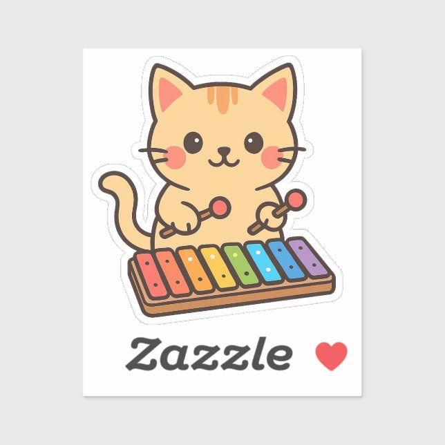 Adesivo Xylophone Cat Rainbow Notes (Folha)