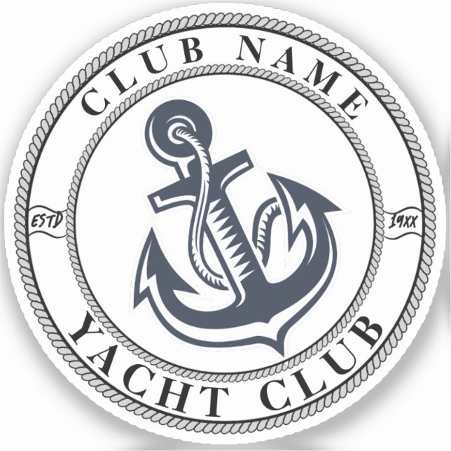Adesivo Yacht clube de iate de Âncora Náutica Azul Nome da (Frente)