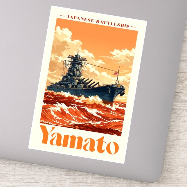 Adesivo Yamato Japanese Battleship Vintage Maritime Poster (Yamato Japanese Battleship Vintage Maritime Poster. Sticker)