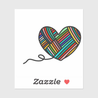 Adesivo Yarn Heart Kiss Cut Custom Vinyl Sticker