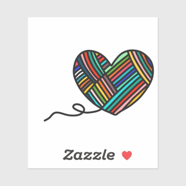 Adesivo Yarn Heart Kiss Cut Custom Vinyl Sticker (Folha)