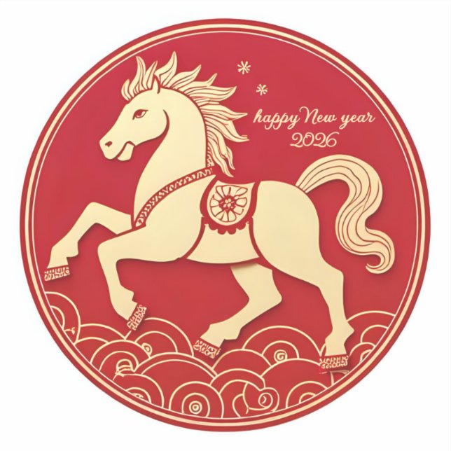 Adesivo Year of the Horse 2026 Chinese New Year  (Frente)