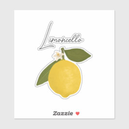 Adesivo Yellow Lemon with Green Leaves | Fresh Citrus 