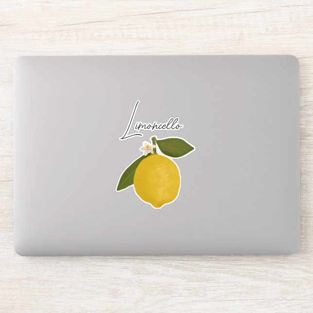 Adesivo Yellow Lemon with Green Leaves | Fresh Citrus  (Computador)
