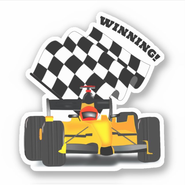Adesivo Yellow Race Car - Checkered Flag Sports (Frente)