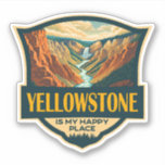 Adesivo Yellowstone É Meu Lugar Feliz De Arte Do Parque Na<br><div class="desc">Trabalho de arte de vetor Yellowstone. O parque tem canyons dramáticos,  rios alpinos,  florestas exuberantes,  primaveras quentes e geysers,  incluindo a mais famosa,  a Velha Fiel.</div>