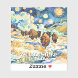 Adesivo Yellowstone National Park Bison Vintage Van Gogh