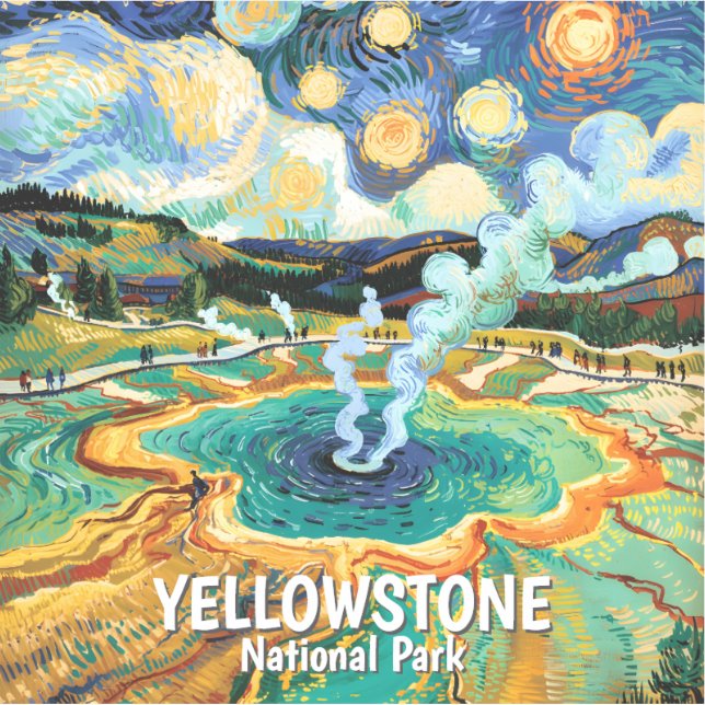 Adesivo Yellowstone National Park Hot Spring Van Gogh Art (Frente)