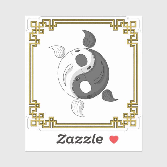 Adesivo Yin e Yang, o palito do Contorno Koi (Folha)