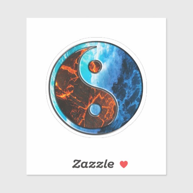 Adesivo Yin Yang - Fire and Water - Sticker (Folha)