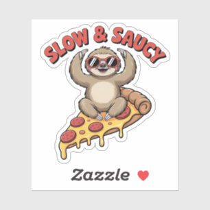Adesivo Yoga Sloth Pizza Divertida Lenta e Temperamental