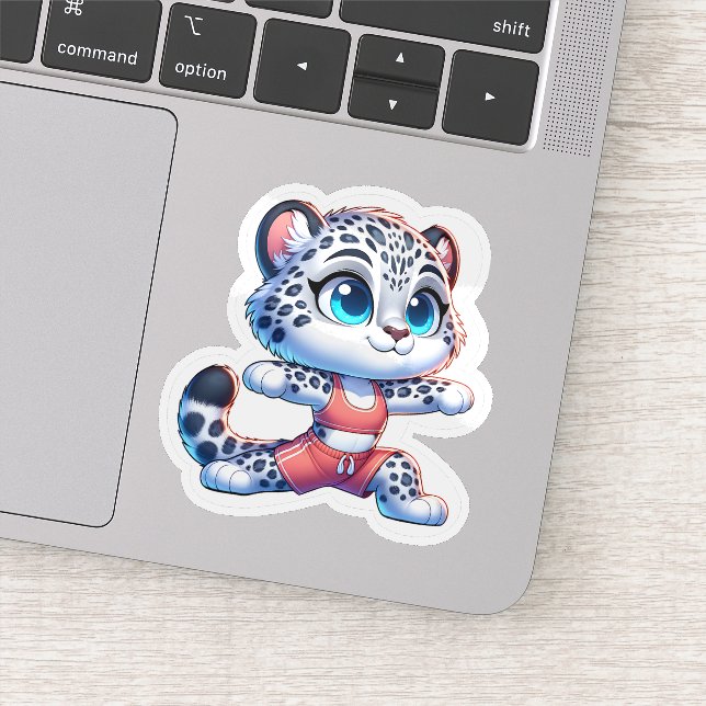 Adesivo Yoga Sport Kawaii Anime Snow Leopard Sticker  (Detalhe)