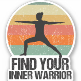 Adesivo Yoga Warrior 2 Inspiration Quote Sunset Female