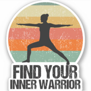 Adesivo Yoga Warrior 2 Inspiration Quote Sunset Female