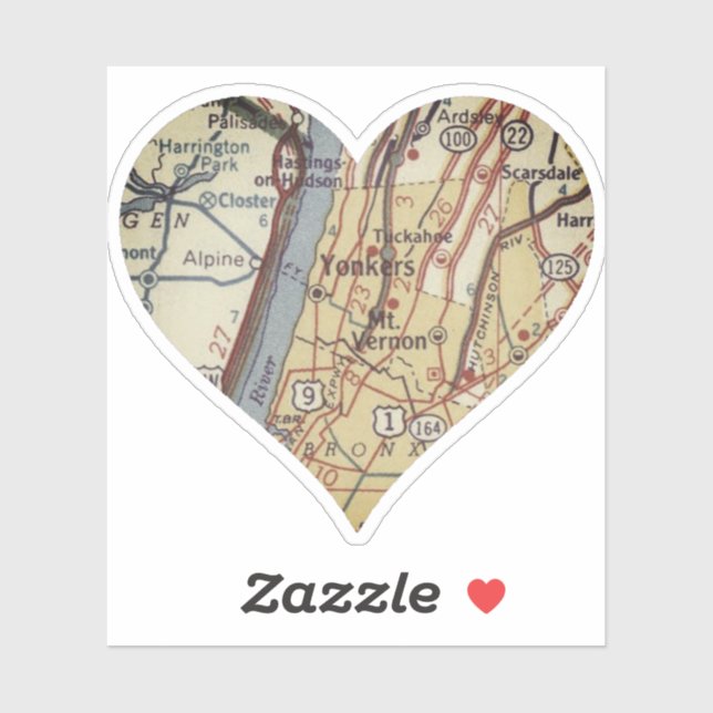 Adesivo Yonkers NY Vintage Map (Folha)