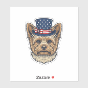 Adesivo Yorkshire Terrier Patriótico Vintage