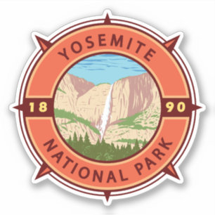 Adesivo Yosemite National Park Retro Compass Emblem