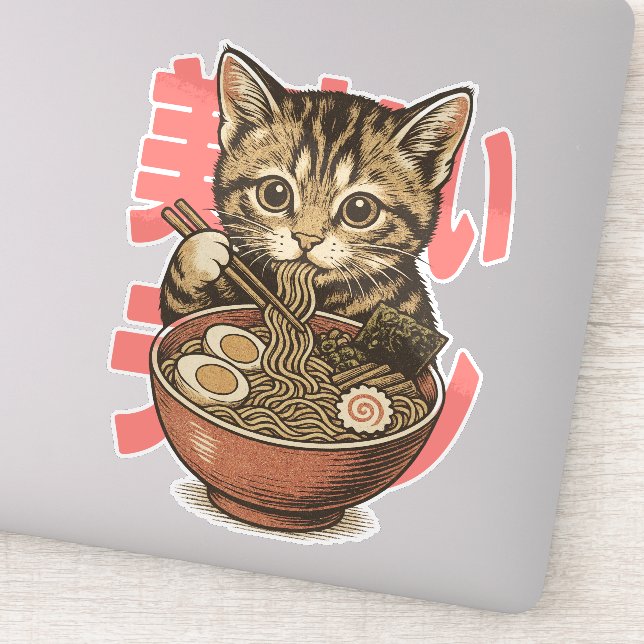 Adesivo Yummy Ramen Kitten Vinyl Sticker (Detalhe)
