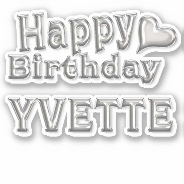 Adesivo Yvette Happy Birthday silver Aufkleber Sticker (Frente)