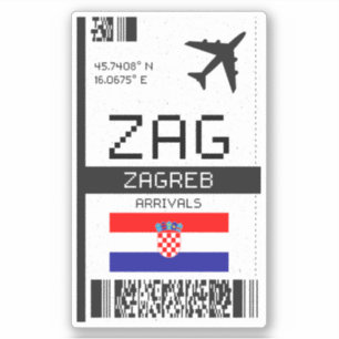 Adesivo ZAG Zagreb - Passagem de Embarque - Croácia - Viag