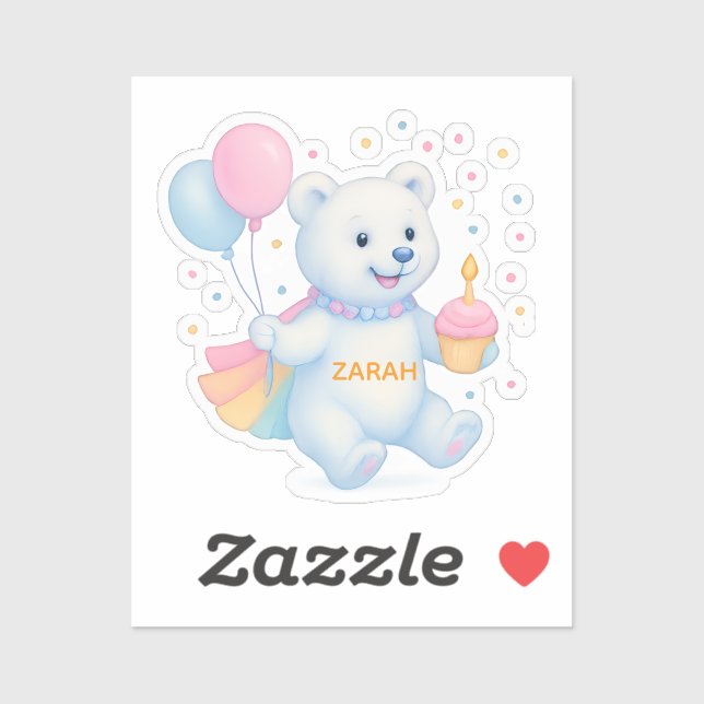 Adesivo Zarah Dancing Polar Bear Custom-Cut Vinyl Sticker (Folha)