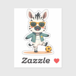 Adesivo Zebra Jogadora de Futebol | Kawaii Sports Star