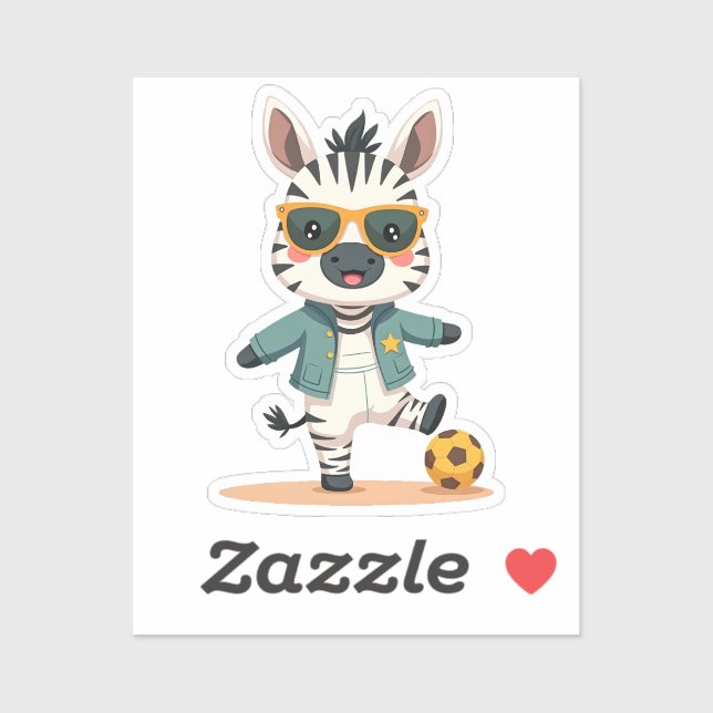 Adesivo Zebra Jogadora de Futebol | Kawaii Sports Star (Folha)