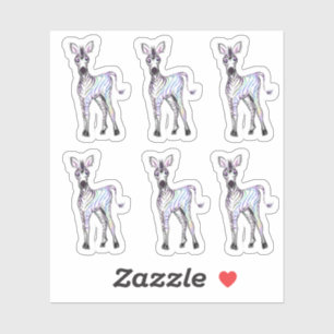 Adesivo zebra mágica do arco-íris espumante