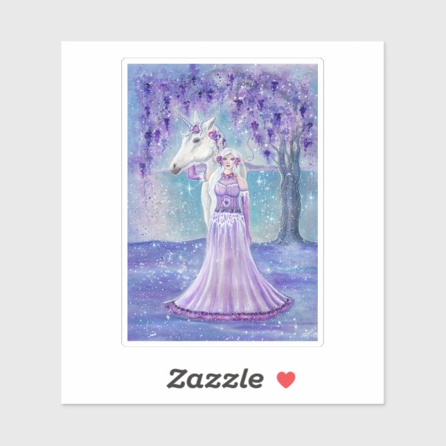 Adesivo Zephyr unicorn e fada-arte por Renee Lavoie (Folha)