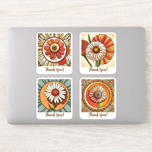 Adesivo Zinnia Flowers Groovy Retro Personalizado