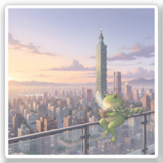 Adesivo Zochi the Traveling Frog at Taipei 101 Tea Time
