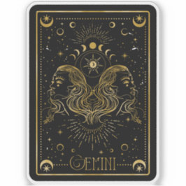 Adesivo Zodiac Gemini Astrologic Black & Dourado Sticker