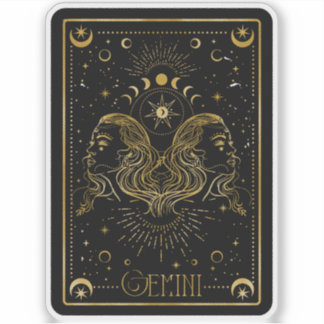 Adesivo Zodiac Gemini Astrologic Black & Dourado Sticker