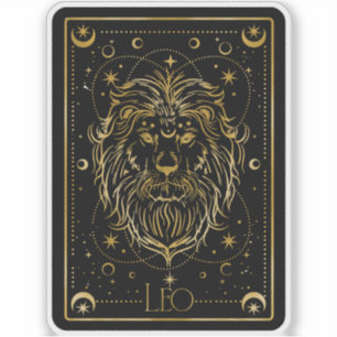 Adesivo Zodiac Leo Black & Dourado Astrologic Sticker