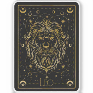 Adesivo Zodiac Leo Black & Dourado Astrologic Sticker
