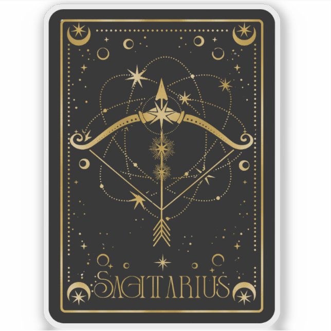 Adesivo Zodiac Sagittarial Astrologia Preta e Branco (Frente)