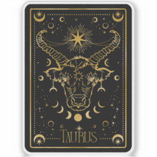 Adesivo Zodiac Taurus Astrologic Black & Dourado Sticker