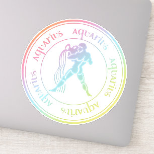 Adesivo Zodíaco: Aquarius Bonito Rainbow Colors Seal