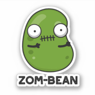 Adesivo Zom Bean Pun Zombie Dia de as Bruxas engraçado