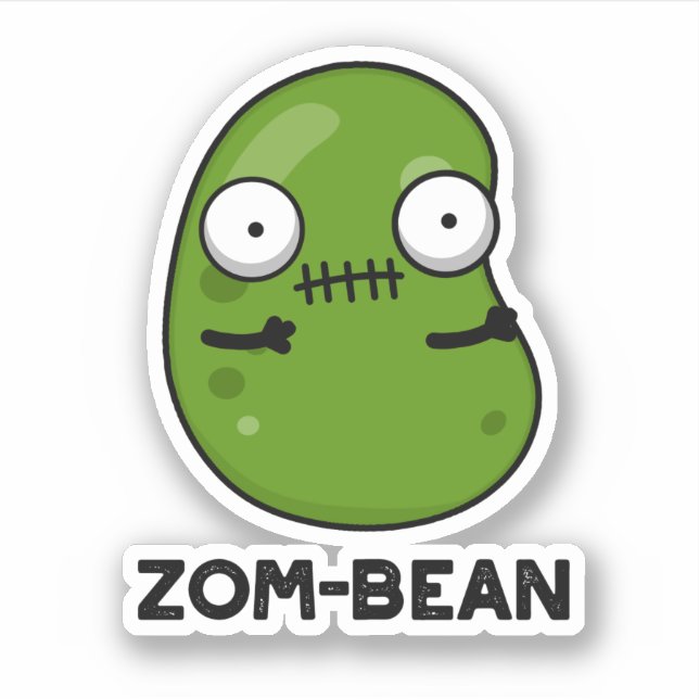 Adesivo Zom Bean Pun Zombie Dia de as Bruxas engraçado (Frente)