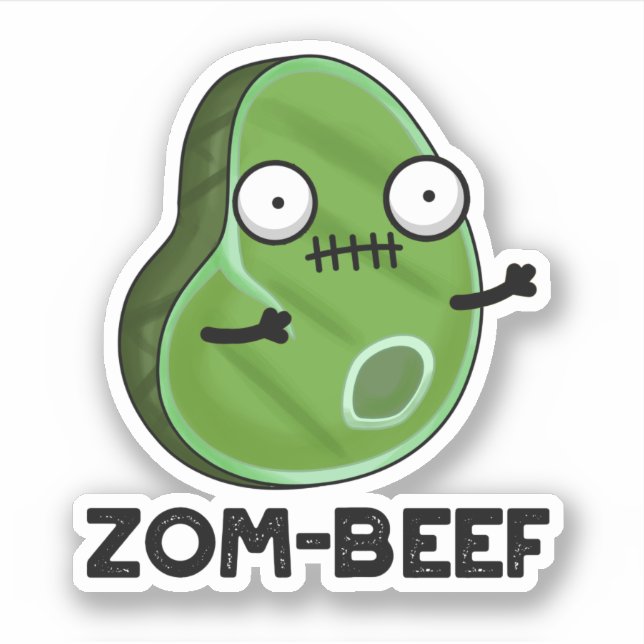 Adesivo Zom-beef Dia de as Bruxas engraçado Zombie Carnes  (Frente)