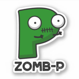Adesivo Zom-P - Zombie Zombie Cute Halloween Alphabet P Pu
